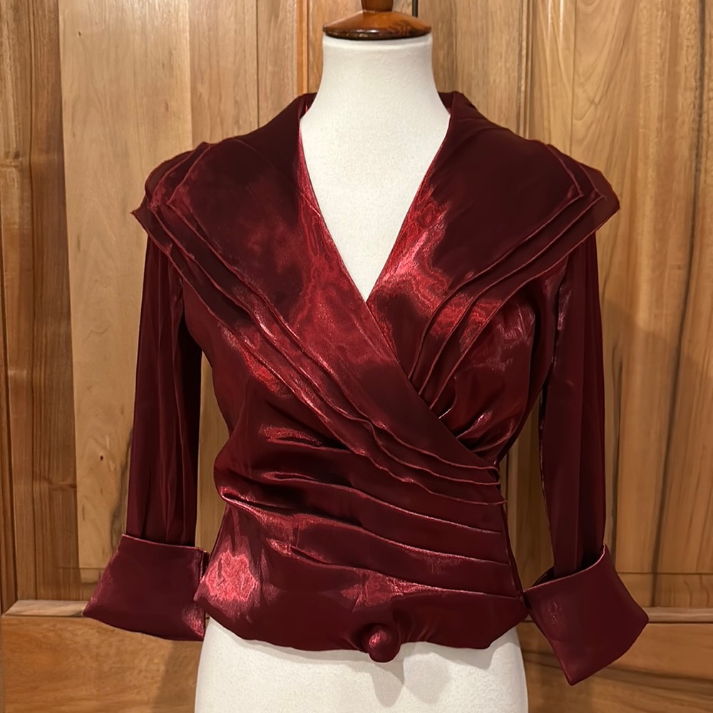 Coldwater Creek - Metallic Burgundy - Layered Formal Top - P6